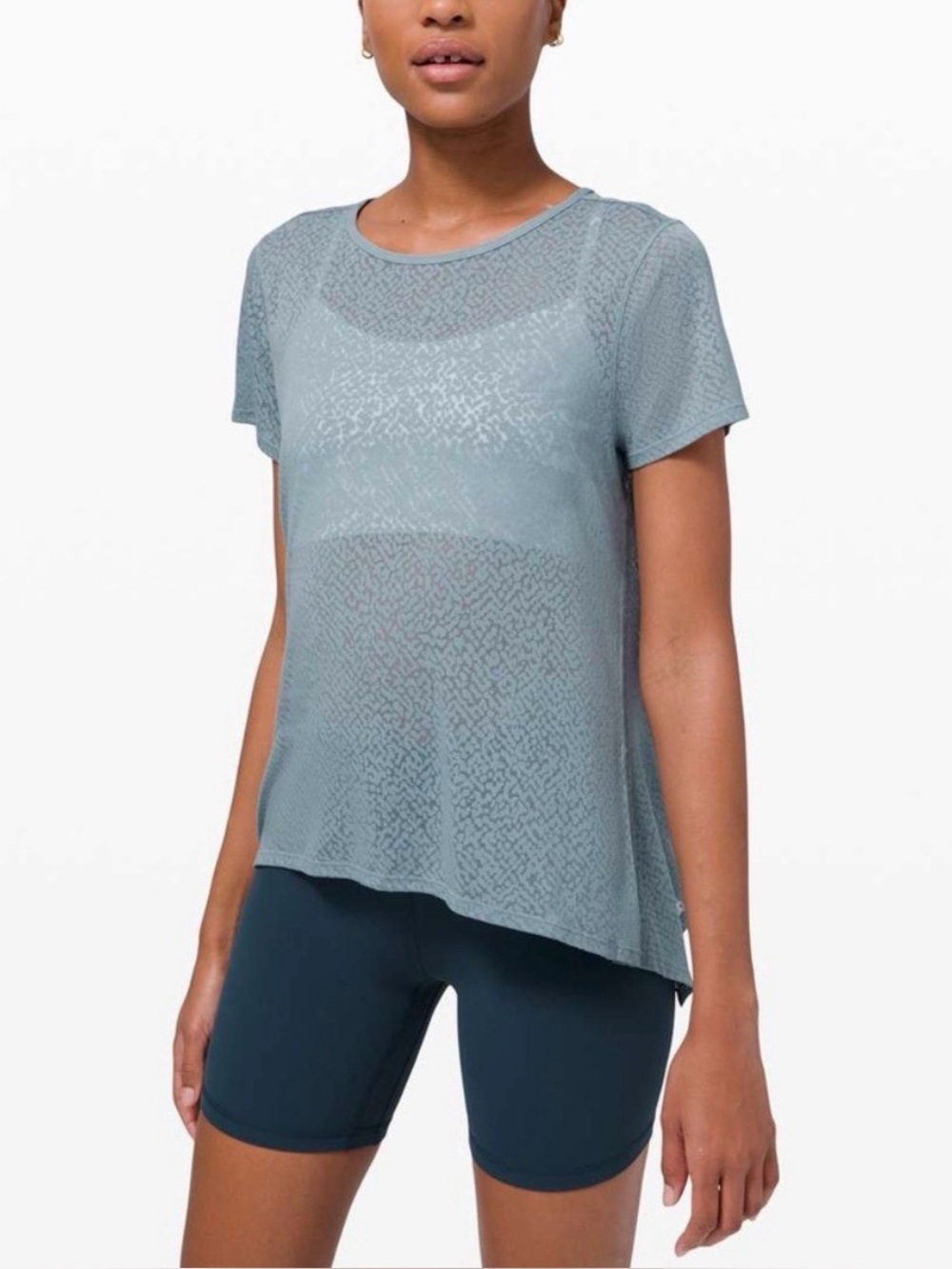 Light Blue lululemon loop around short sleeve sheer tee
